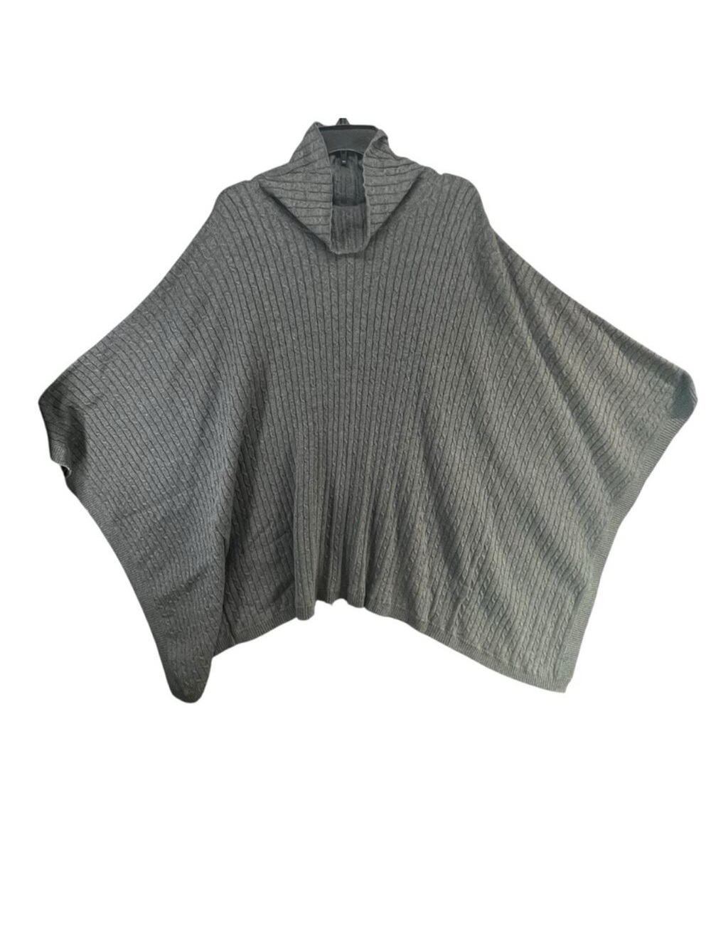 bryn Walker Charcoal Ribbed Knit Poncho - Picture 5 of 7
